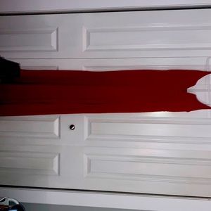 Long , fitting dress, red